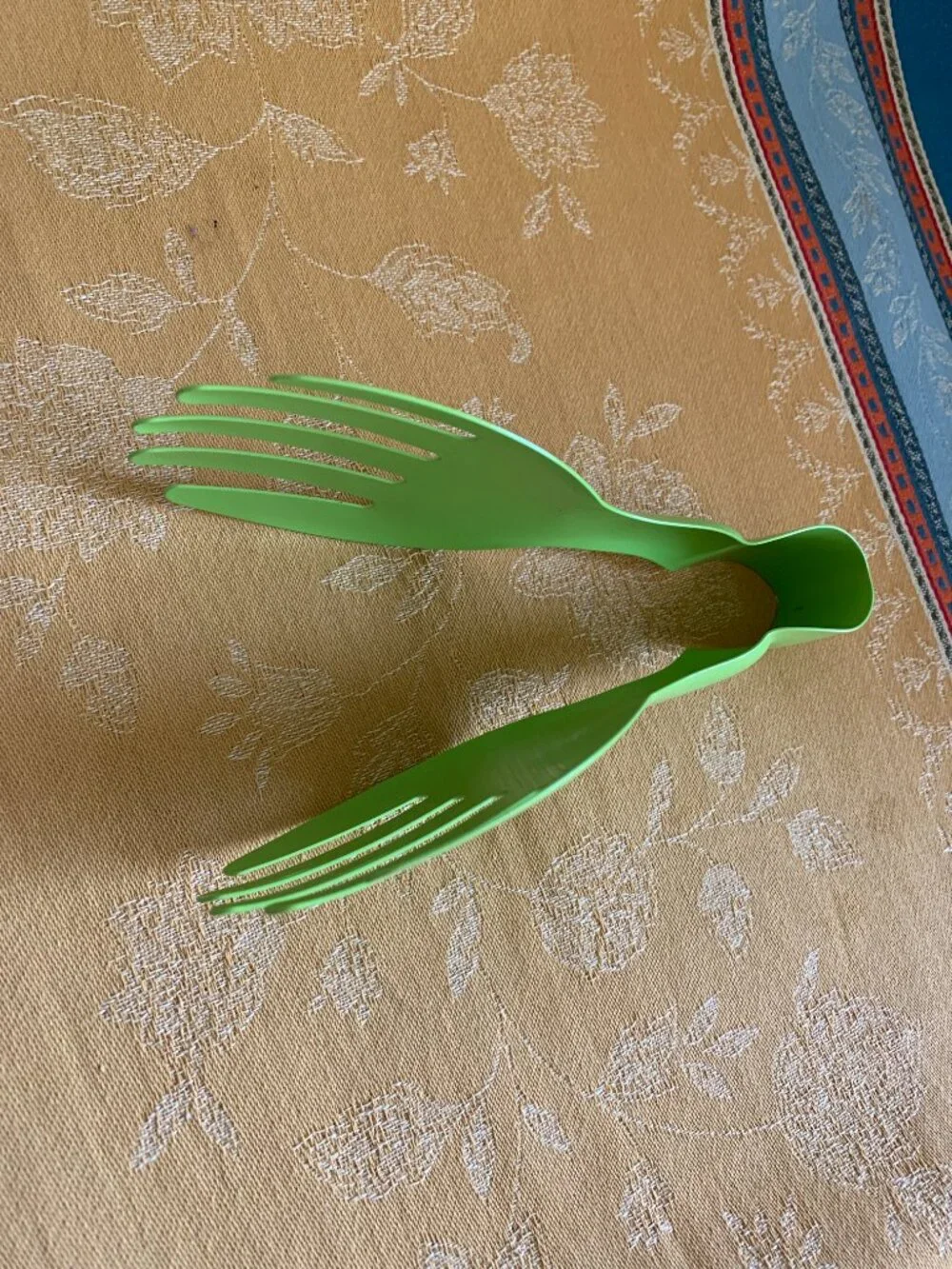 Small Danish lime green salad serving tongs